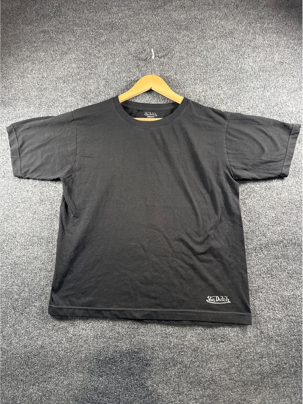 Von Dutch Originals Mens Large Black T Shirt Minimalist Logo Streetwear Y2K
